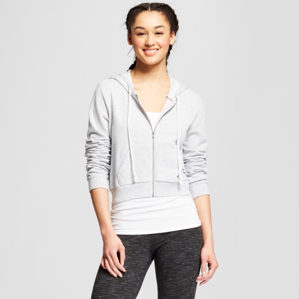 NWOT Mossimo Cropped Gray Zipper Hoodie Size XS